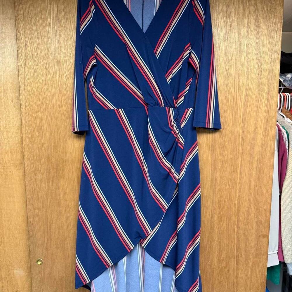 Express blue striped wrap dress